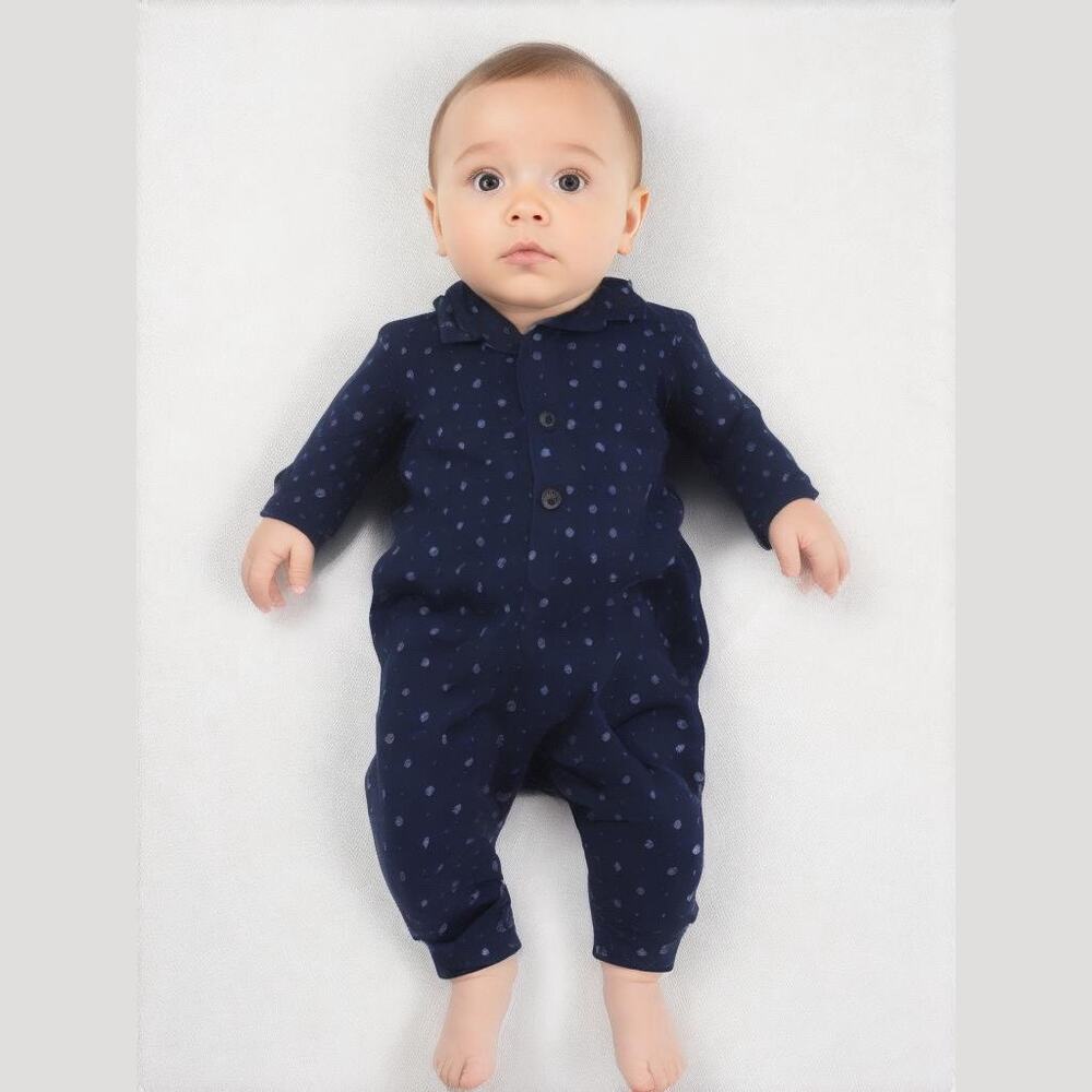 OshKosh B'Gosh Boys Romper Size 9 Months Navy Anchor Print Anchors Nautical